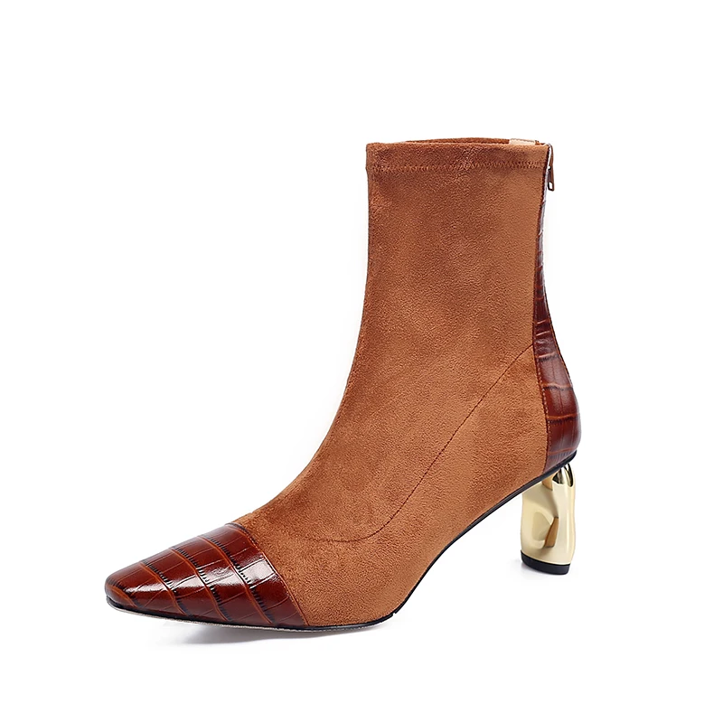 

Vintage Genuine Leather High Heels boots Classic Design Pointed Toe Handmade Shoes For Women Wedding Casual Shoes Woman