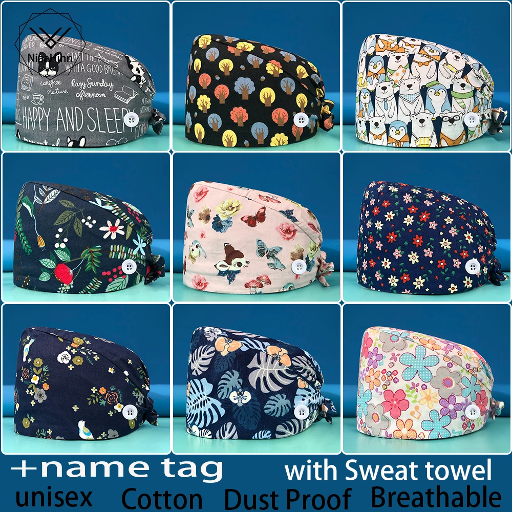 

Men and women unisex scrubs caps lab caps Health service staff work scrubs hats beauty salon Beautician working hats new cheap
