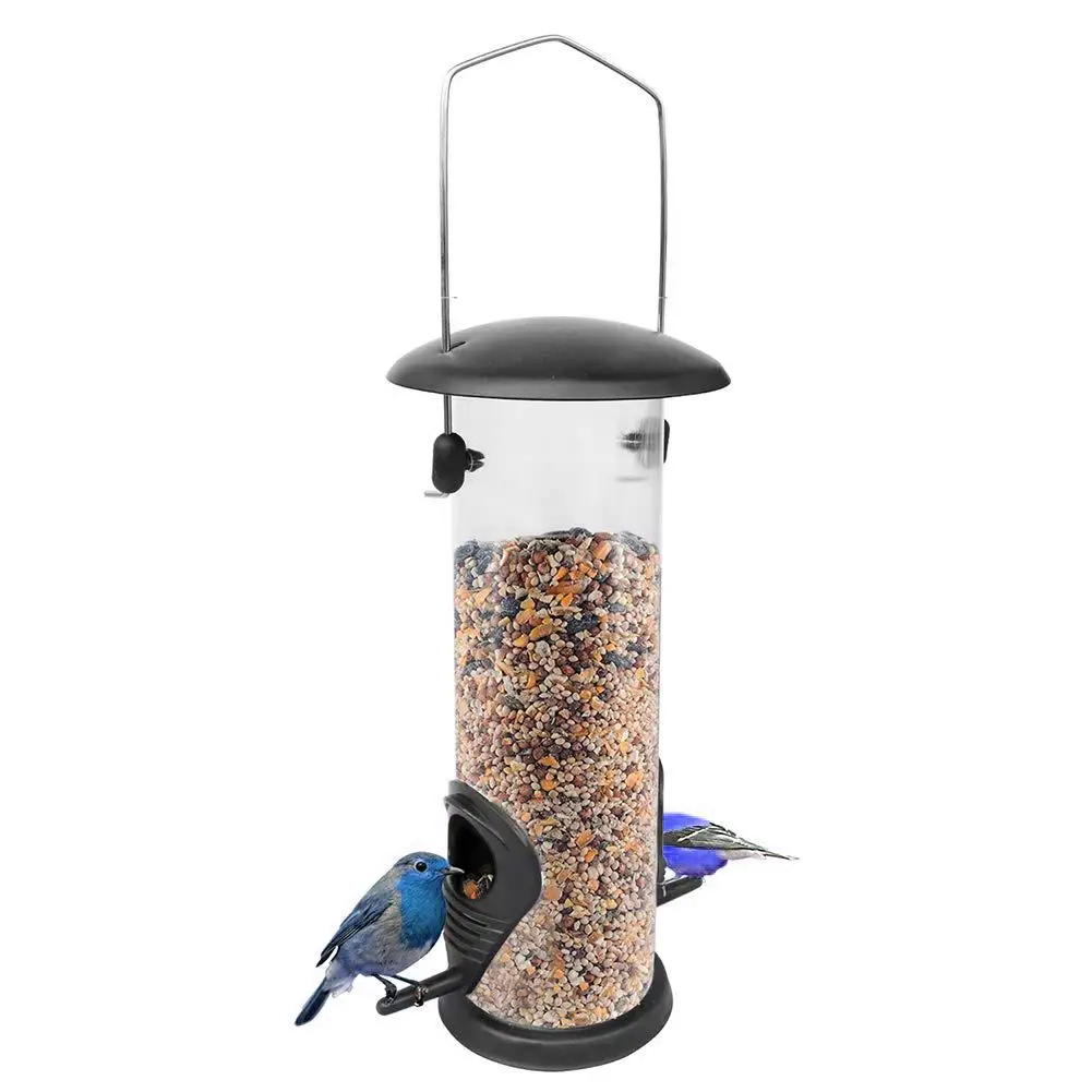 

Iron Cover Bottom Bird Feeder Bird Food Dispenser Black Environmentally Friendly PVC Wild Bird Feeder