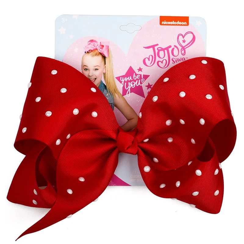 8 &quotJojo Siwa бант модная жемчужная заколка для волос большая Лента Узел ручной