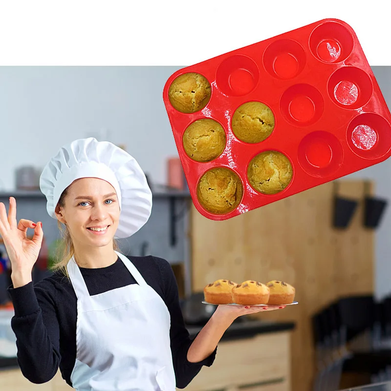 12 полости силиконовые формы для торта Маффин чашки принадлежности выпечки