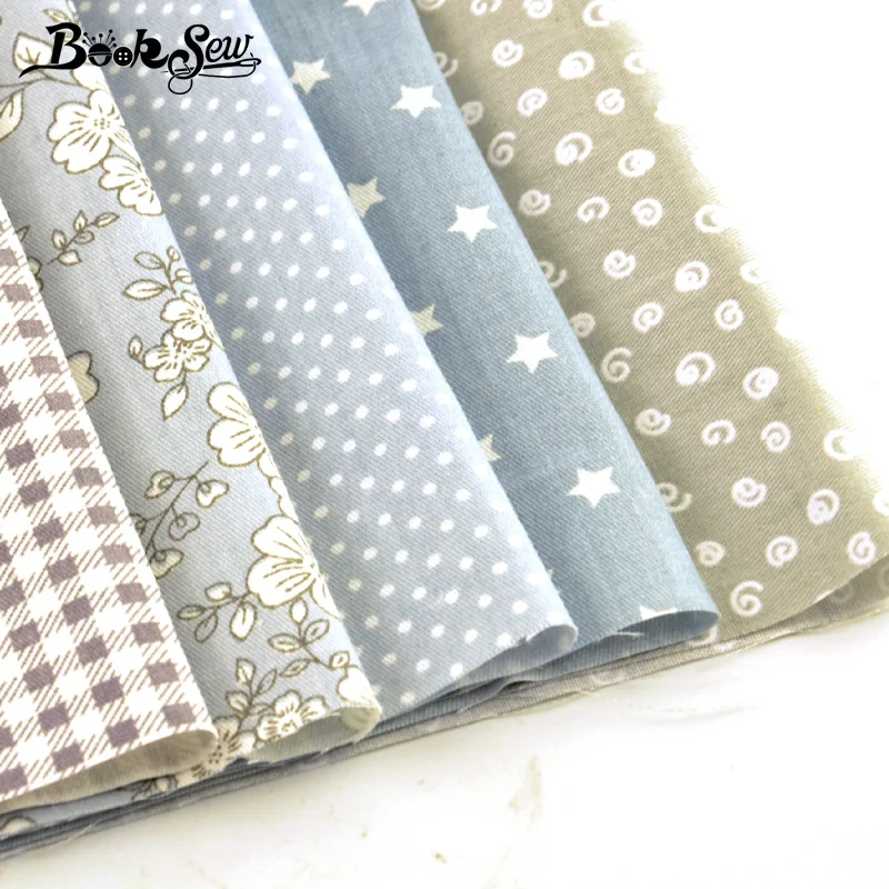 Booksew 100% хлопок саржевая ткань серый цветочный узор в горошек звездный швейный