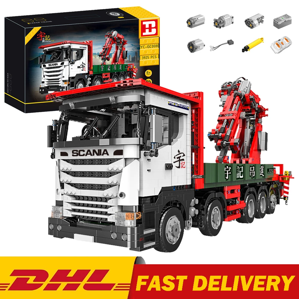 

DHL APP RC Technical Car Model The Big Scania Crane Lorry Truck City Engineering Building Blocks Assembly Brick Toys Kids Gifts