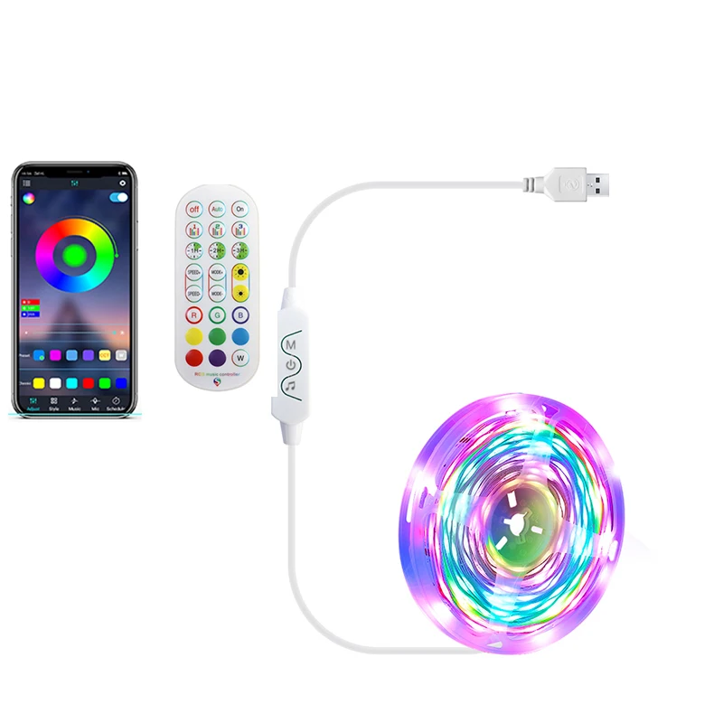 

Светодиодная ленсветильник RGB с управлением через приложение, Энергосберегающая светодиодная лента с изменением цвета для умного дома SMD ...