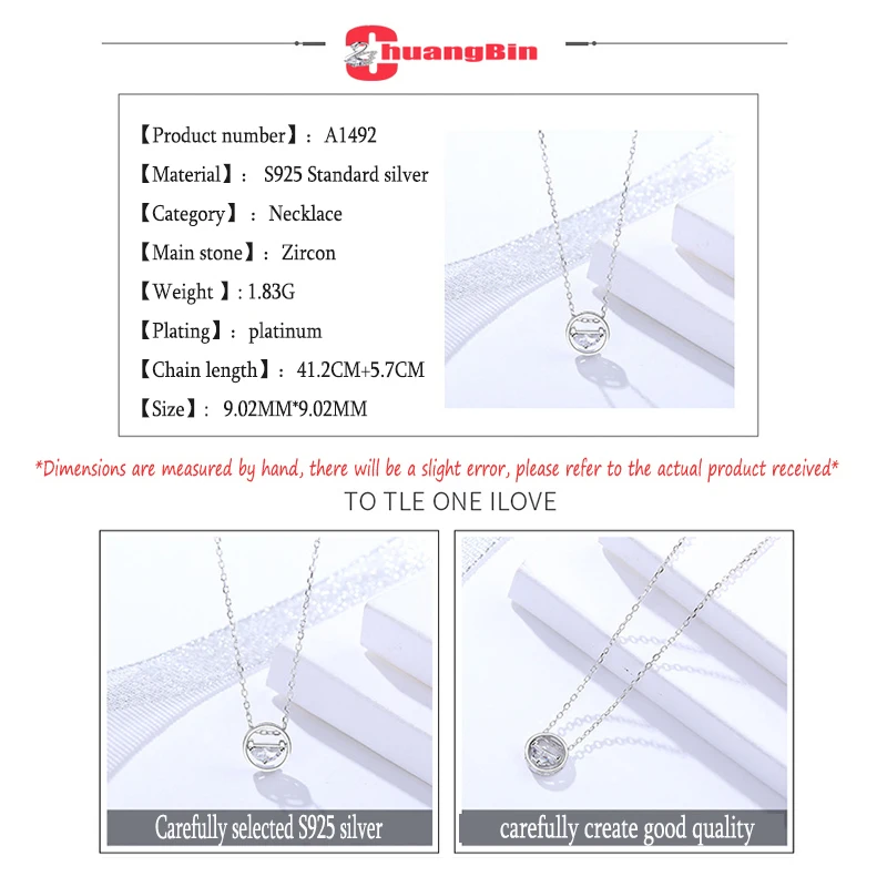 

Genuine S925 Sterling Silver Necklace Geometric Design Round Clavicle Chain Female Water Drop Zircon Pendant Silver Jewelry