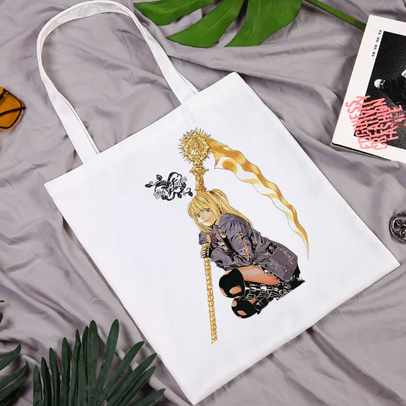 

Death Note Canvas Bags Women's Shopper Bag Big Designer Handbags Japan Grocery Shopping for Boutique Anime Tote Printed 2021 Eco