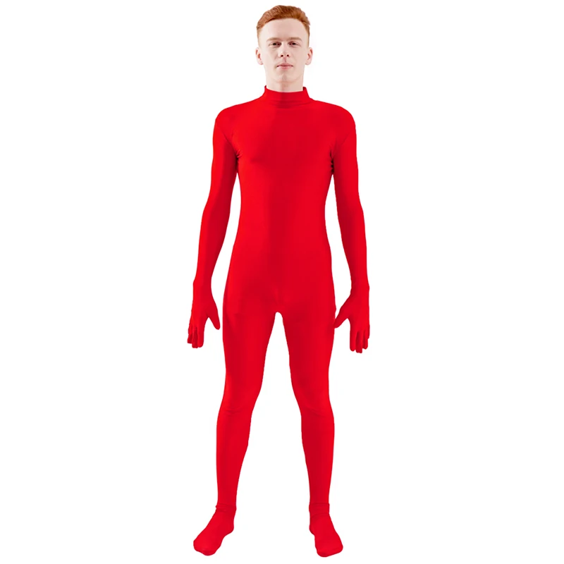 Red Ensnovo, мужской костюм из лайкры и спандекса, водолазка, костюм для йоги, Одежда для танцев, цельный костюм на заказ, костюм для костюмированной вечеринки - Цвет: Red