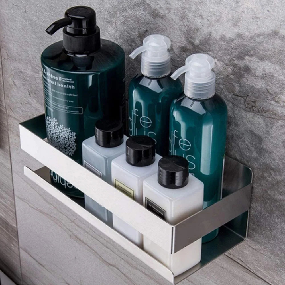 

Stainless Steel Shower Shelf 1 Pcs Kitchen Organizer Bathroom Rack Kitchen Rack Stylish Self-Adhesive Bathroom Shelf Modern