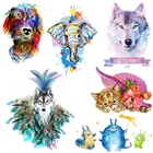 Красочные термонаклейки с животными, Волчья Термотрансферная наклейка для одежды, Термотрансферная наклейка для одежды, аппликация для моющейся футболки