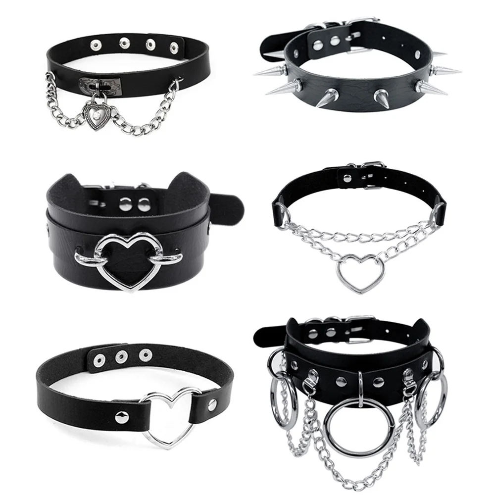 

Chocker Sexy Heart Lock Key Rivets Black Goth Punk Chokers Gothic Choker Necklace for Women Hip Hop Bondage Cosplay