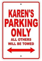 funny metal tin sign man cave garage decor 12 x 8 inches karens parking only all others will be towed funny warning decalvinyl