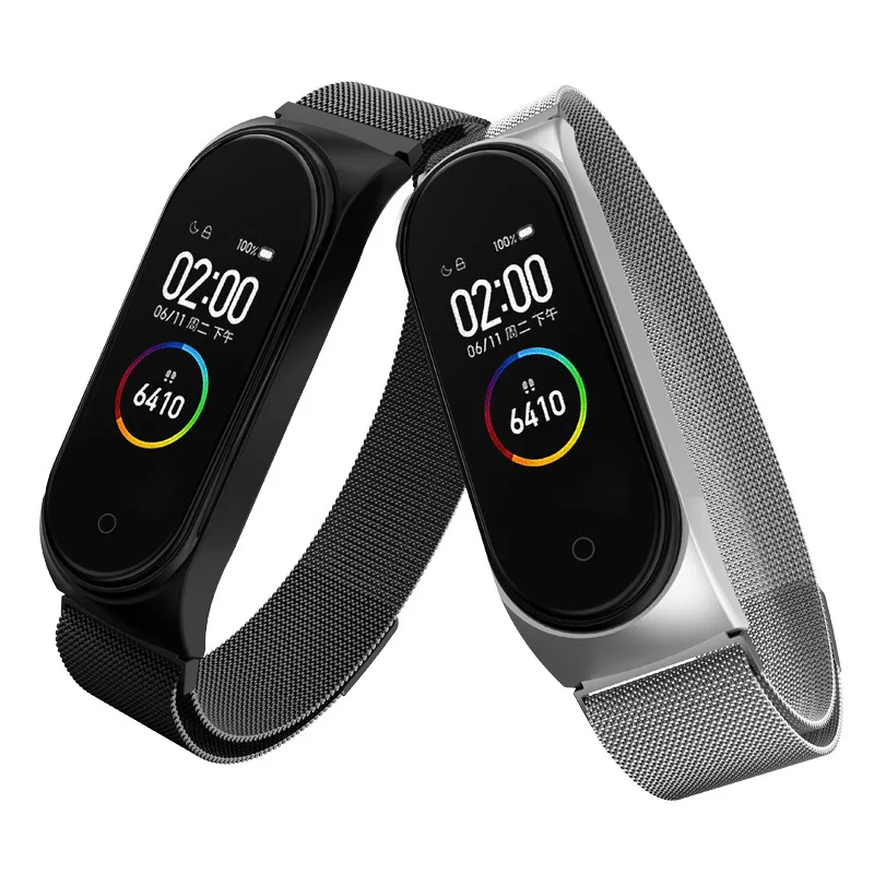 Магнитный металлический ремешок Milanese для Xiaomi Mi Band 5 4 3 браслет из нержавеющей