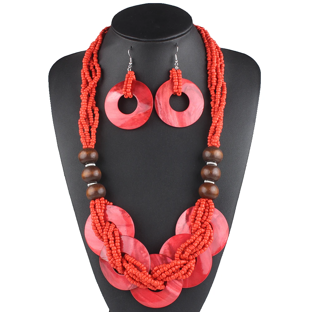 Женский комплект из колье и серёг в стиле бохо|Ювелирные наборы| |