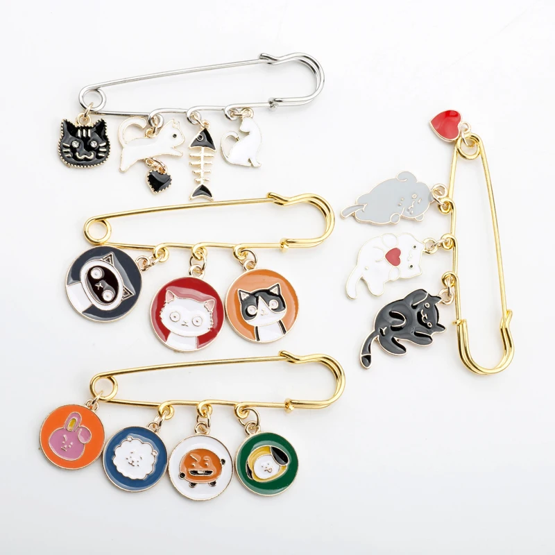 

Gold Plating Pins Brooches Animal Theme Pendant Brooch Badge Lapel Pin Cute Cat Dog Sheep Heart Shape Enamel Jewelry