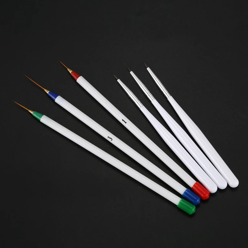 Set 6Pcs/Pack Fine Drawing Striping Liner Design Tips Nail Art Pen Brushes Brush Salon DIY Gel UV Tool Manicure | Красота и здоровье