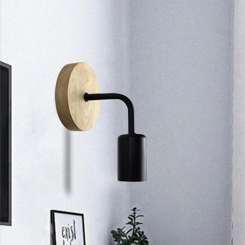 

220V Wood Wall Lamp Creative Industrial Retro Iron No Vintage Bedside Light Wall Lamp Industrial Bedroom Wall Decor Source Q9X3