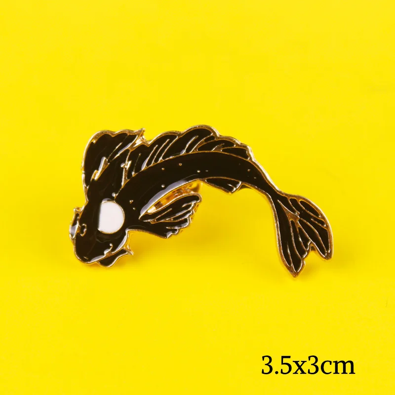 Инь Ян кои Карп брошь на булавке для воротника брошка лацканы Pin Fish Wave Sea Китовая