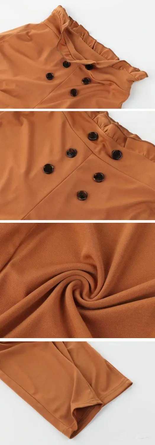 

Spring Autumn Casual Slim Long Pants Women New Button Pockets Ruffle High Waist Pencil Pants Lady Slim Hips Trousers Female