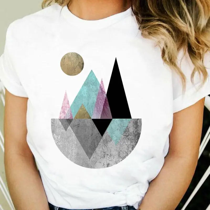 

Женская футболка с круглым вырезом и абстрактным принтом, с круглым вырезом