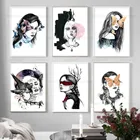 Абстрактная девушка бабочка журавль настенная Картина на холсте скандинавские постеры и принты черные белые настенные картины для декора гостиной