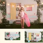 Летний тематический фон для фотосъемки с изображением фламинго, украшение для домов на колесах, реквизит для детской фотосъемки на день рождения, фон для студийной будки