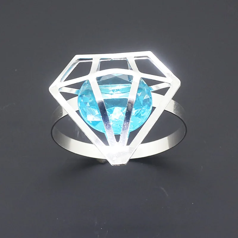 

10pcs New Diamond Shape Silver Plated Napkin Ring Hotel Countertop Decoration Ornament Napkin Buckle