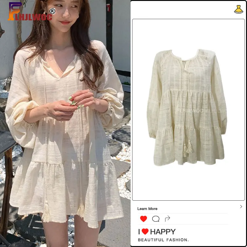 

Блузка Женская длинная из хлопка и льна, милая Повседневная рубашка свободного кроя, халат, туника, лето-осень