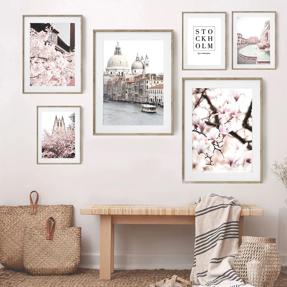 

Venice City Church Cherry Magnolia Quote Wall Art Canvas Painting Nordic Posters And Prints Wall Pictures For Living Room Decor