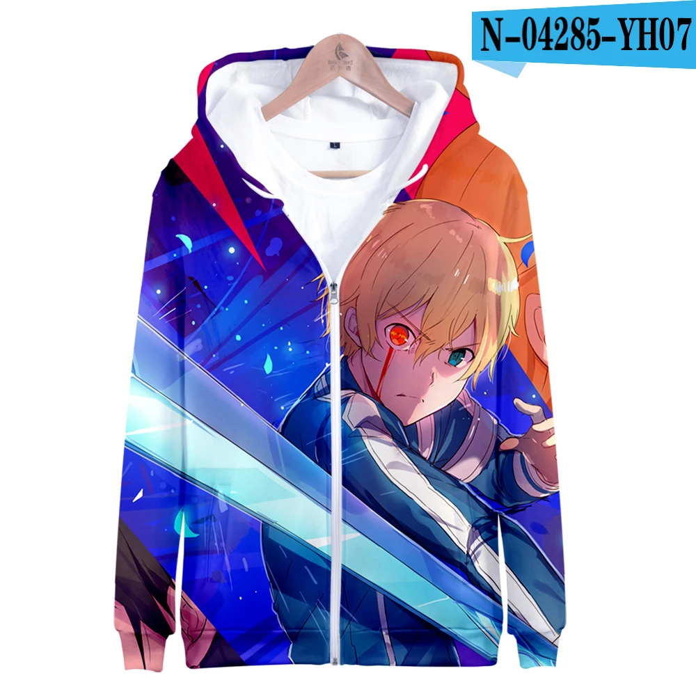 Аниме Толстовка с капюшоном Sword Art онлайн Алисия повседневные толстовки с капюшоном на молнии для мальчиков Academy SAO World пальто японский мультфильм - Цвет: one