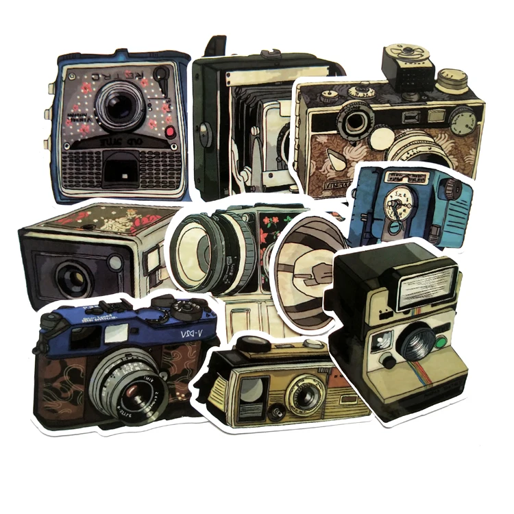 9 шт. ПВХ ностальгическая камера крутая граффити Автомобильная наклейка чемодан