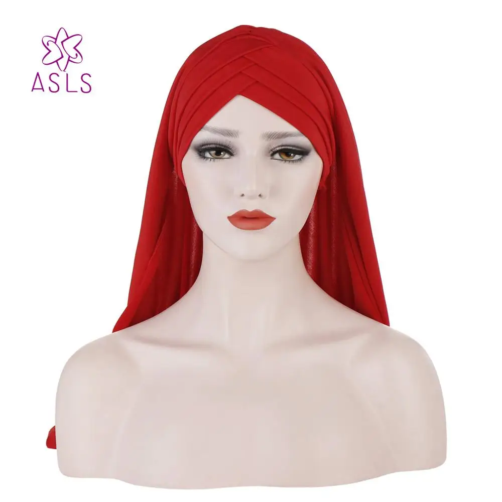 Шелковый монохромный шарф шапка Малайзия мусульманская женская модная с