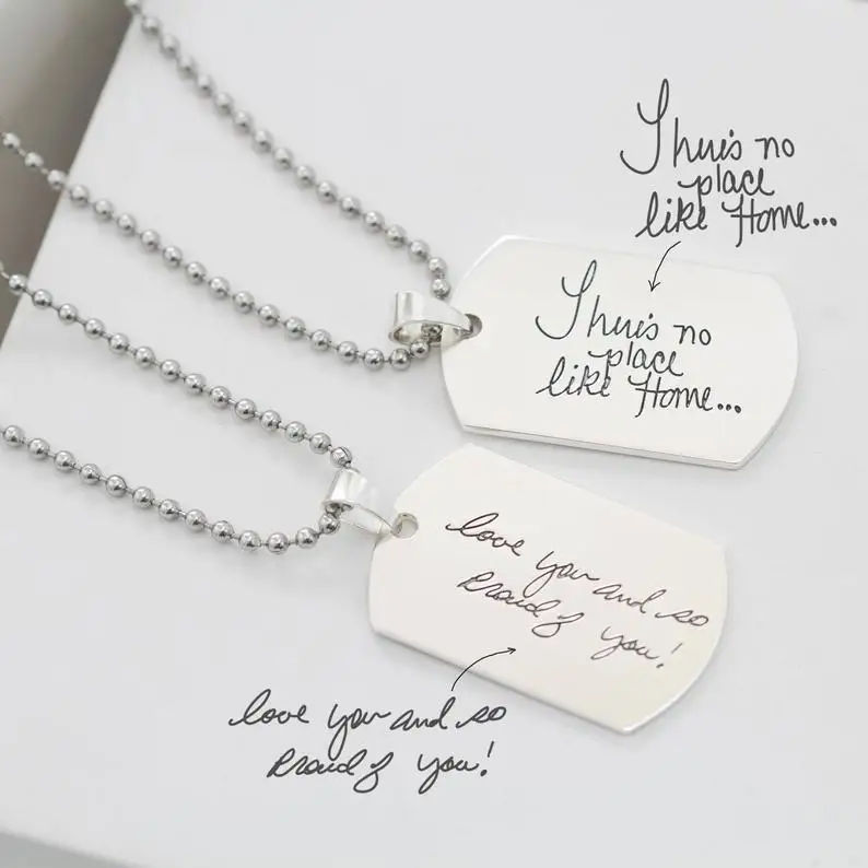 

Персонализированный подарок для папы, брелок для письма с гравировкой, подпись, догтег, индивидуальная бирка для рукописного письма, военна...