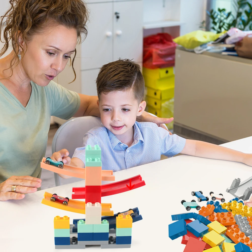 

Racing Slide Track Building Blocks Car Baby Toys 3 Years Old Toddlers DIY Bricks Toys For Kids Baby Educational Toy Gift Random