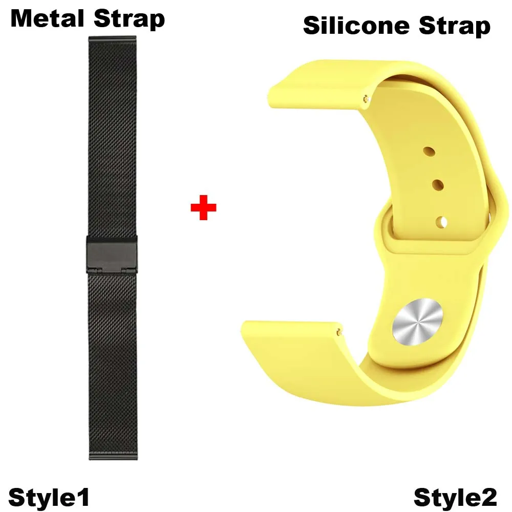 Black-Yellow 22 мм браслет ремешок для Xiaomi Huami Amazfit GTR 47 мм Pace Stratos 2 часы ремешок для samsung gear S3 Galaxy 46 мм Correa браслет - Цвет: Black-Yellow