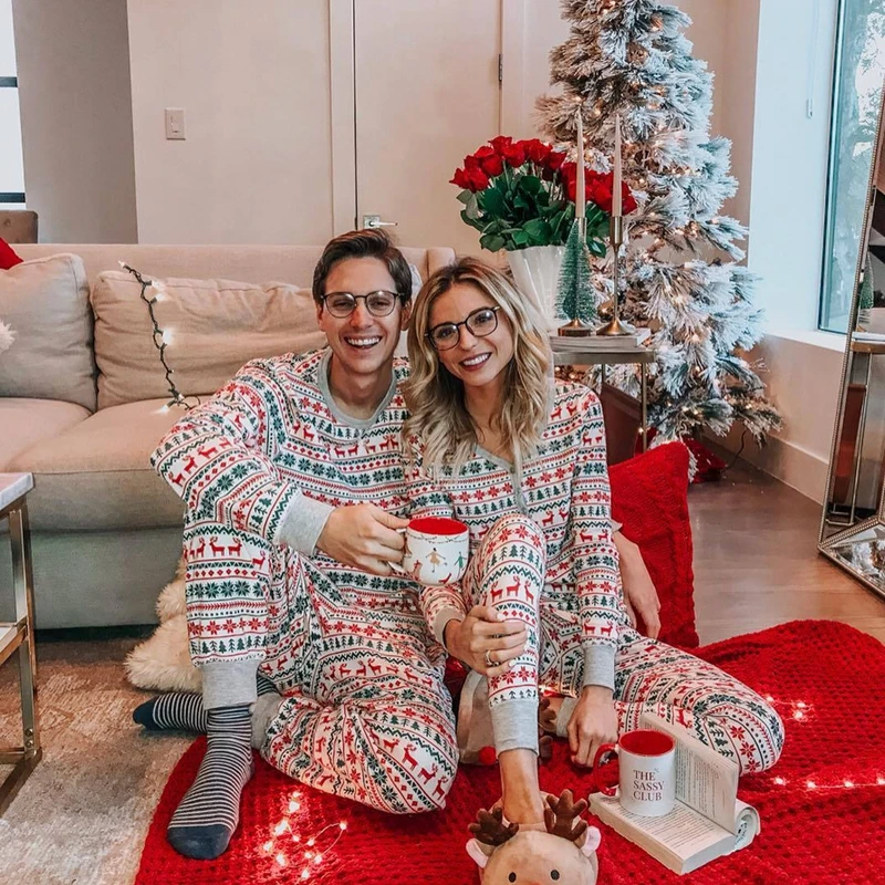 2022 Fashion Couples Christmas Pajamas Set Family Matching Outfits Mother Kids Clothes Family Clothing Set Mother Daughter Son