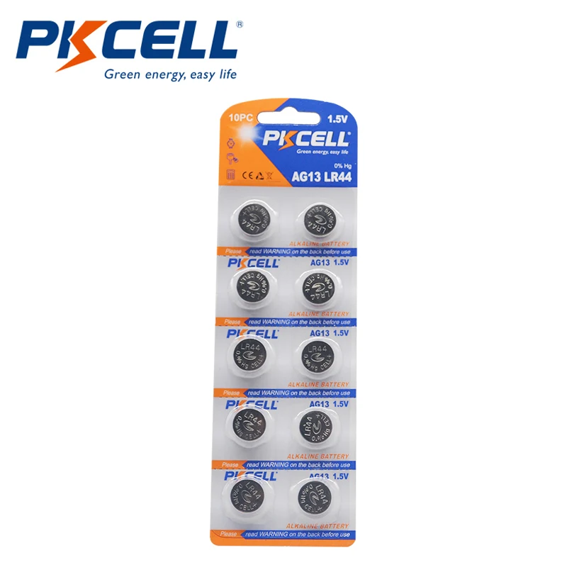 10 шт. щелочные кнопочные батарейки PKCELL G13 AG13 LR44 A76 1 5 в 145 мАч|Часовые батарейки| |