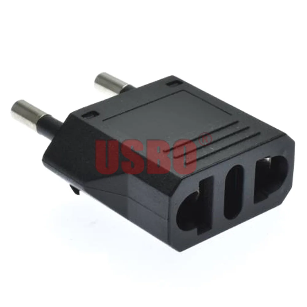 Поставка Черного Портативный 2 шпильки универсальный штекер адаптера для