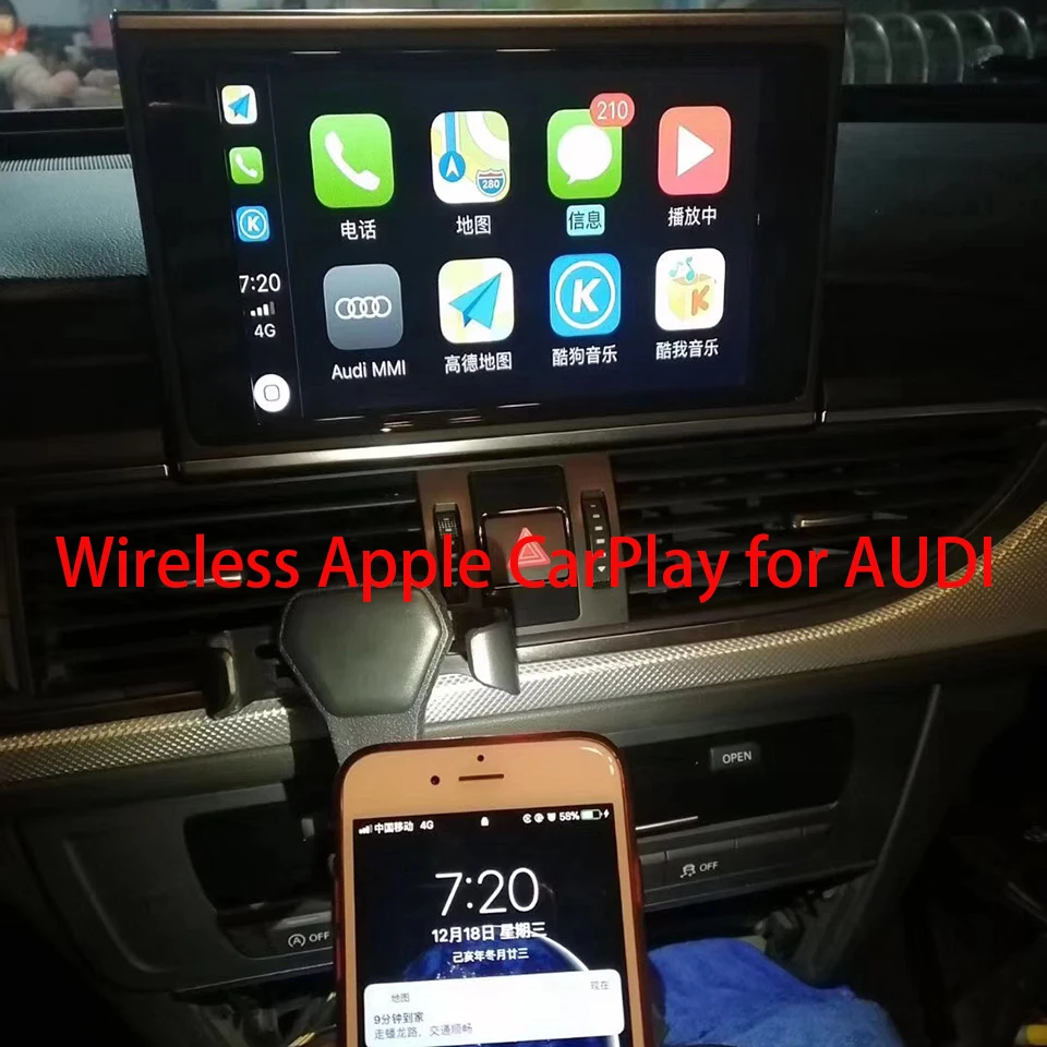 Беспроводное зеркало для экрана Apple CarPlay Android A3 A4 A5 A6 Q5 Q7 A8 Audi 3G MMI Navigation Car Play Rear Camera |