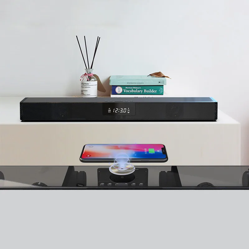 LEORY многофункциональный динамик беспроводной зарядки Bluetooth Саундбар с пультом дистанционного управления сигнализации Colock домашний кинотеатр Sensurround