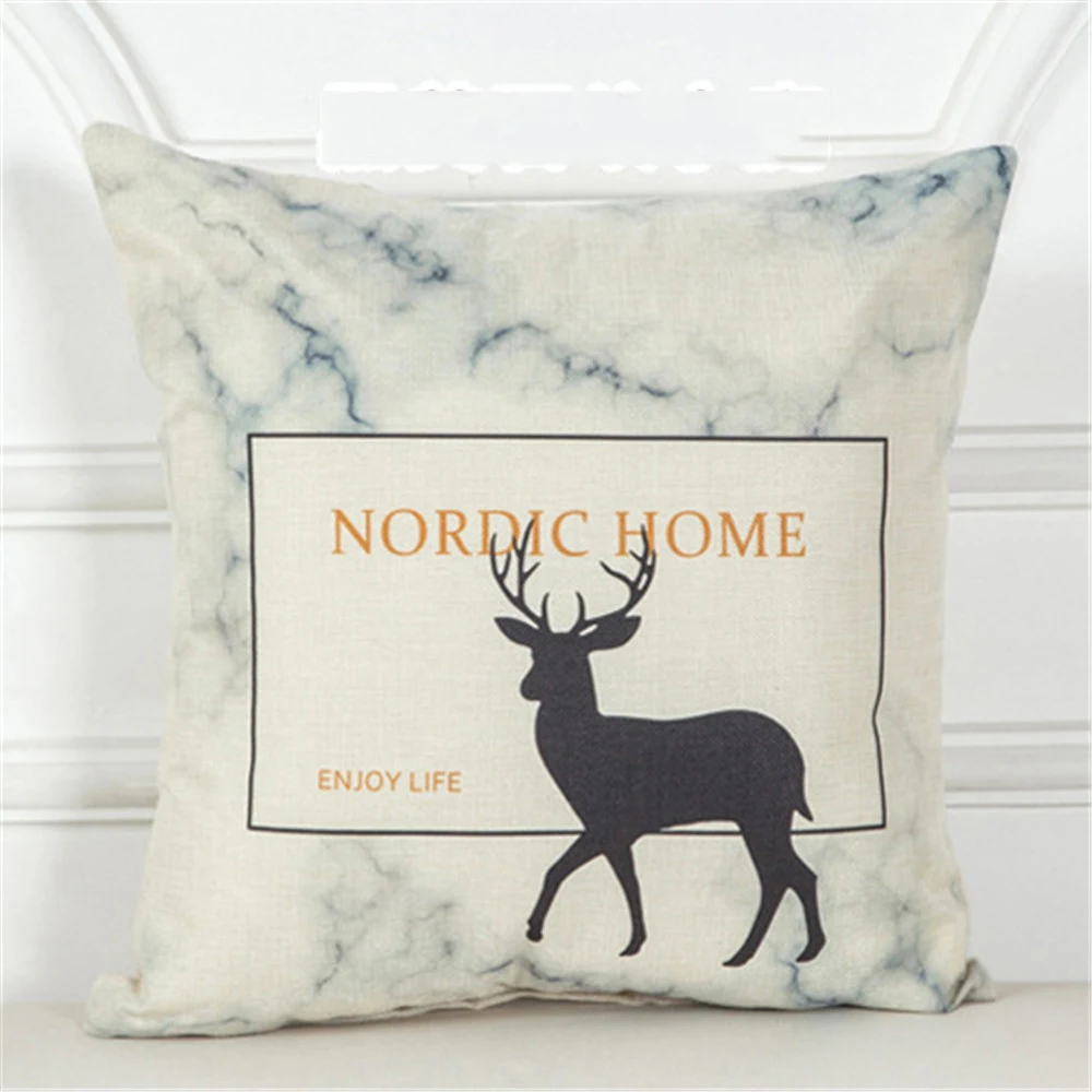 Christmas Deer Cushion Cover Black Red White Head Pillow For Decor Sofa Chair Decorative Pillowcases | Дом и сад