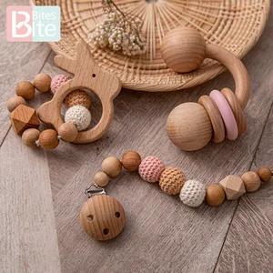 3 шт.компл. детский Прорезыватель для зубов, Музыкальная погремушка, пустышка, пустышка, фиксатор, грызун, буковая деревянная погремушка, детское кольцо для спортзала, детские товары, игрушка для медсестры