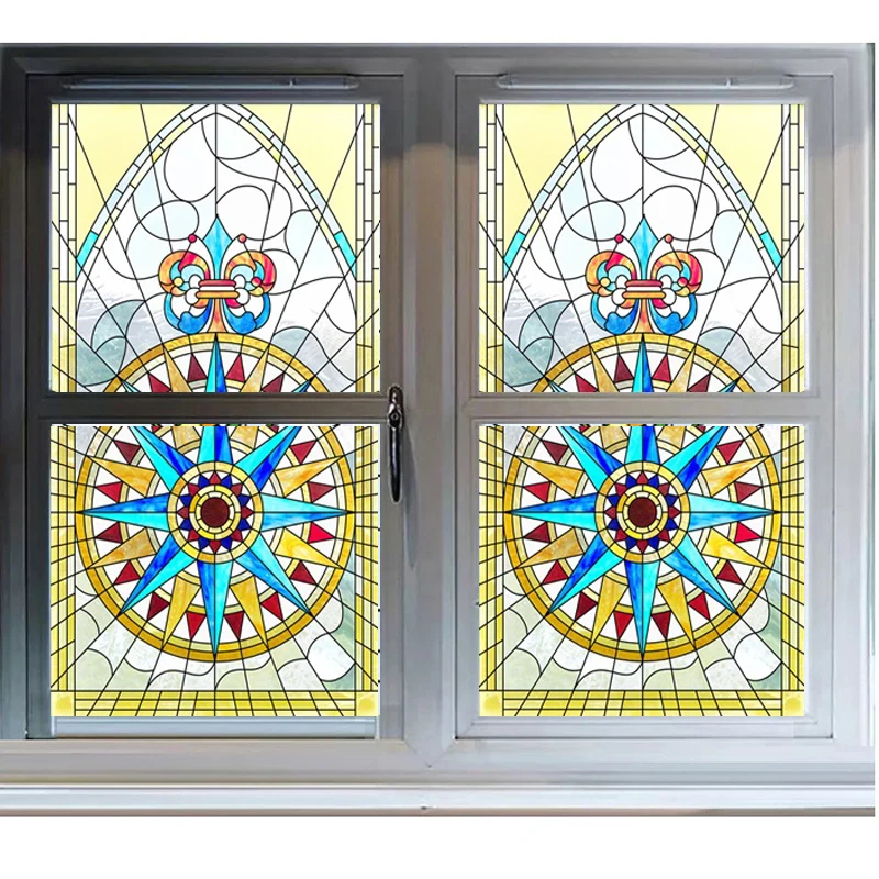 Церковная цветная матовая оконная пленка декоративная витражная наклейка