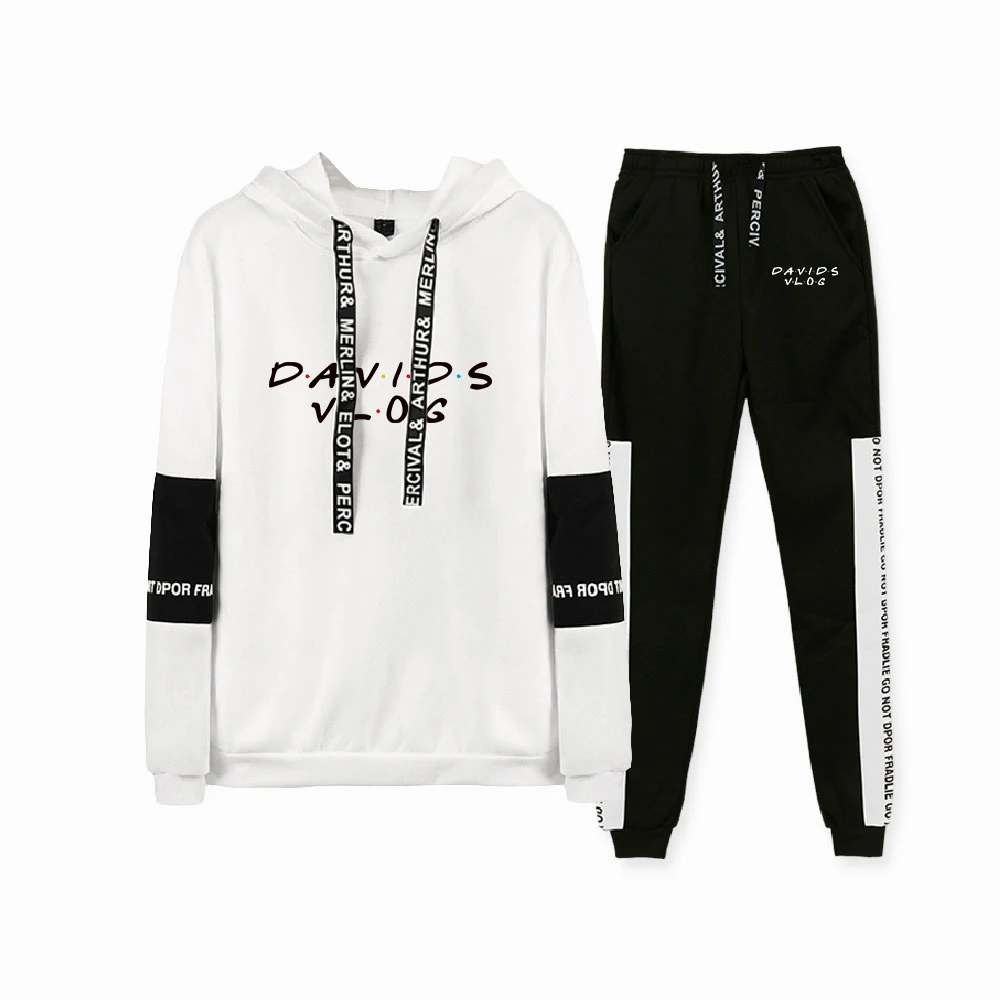 

David Dobrik Hoodie Unisex Tracksuit Two Piece Set Hoodie+Sweatpants Women Men's Sets Harajuku Streetwear Fashion Clothes