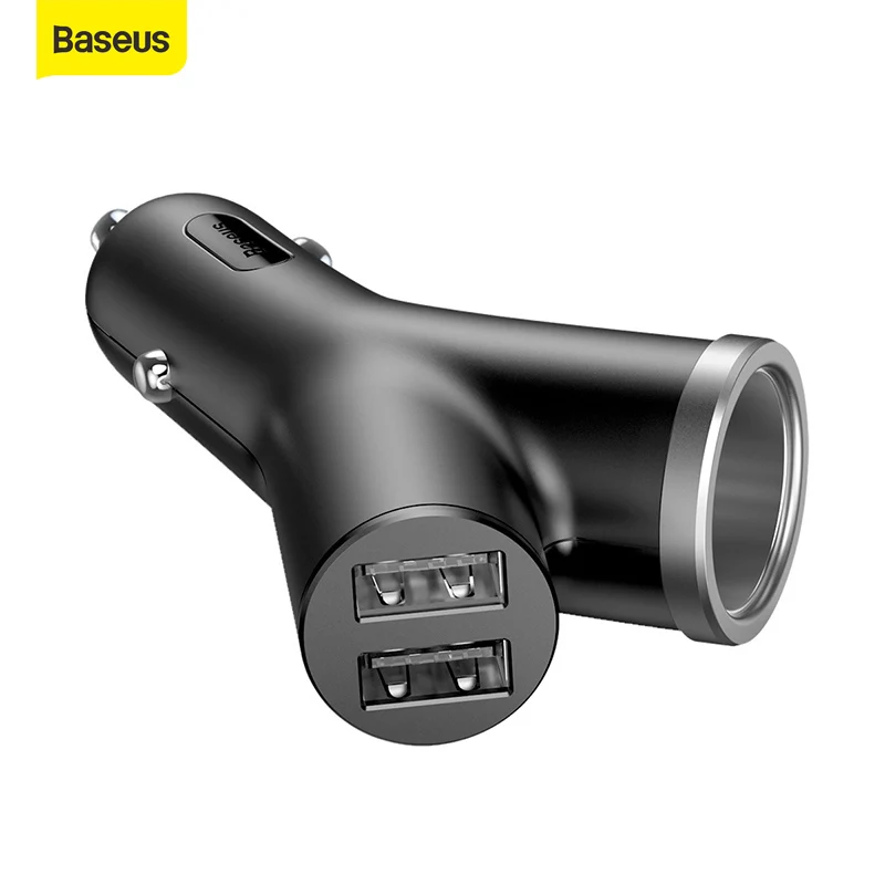 

Baseus 40W Car Charger for Universal Mobile Phone Dual USB Car Cigarette Lighter Slot for Tablet GPS 3 Devices Car Phone Charger