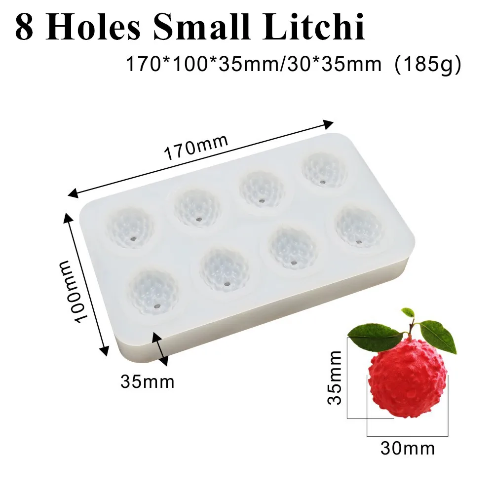 8 Holes Small Litchi SHENHONG холодный Летний Фруктовый Торт Форма для выпечки французский десерт художественный мусс силиконовые 3D формы для выпечки кондитерские изделия для дома вечерние свадебные - Цвет: 8 Holes Small Litchi