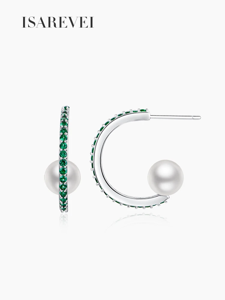 

Серьги-кольца женские из серебра 925 пробы с круглым жемчугом