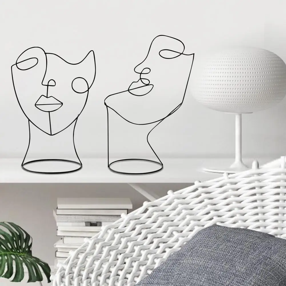 

Abstract Metal Figure Face Ornaments Nordic Retro Personality Character Statue Desktop Bookshelf Decoration Ornaments