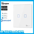 SONOFF T2 EU Smart RF 433APPсенсорное управление настенный светильник ключатель света 2 группы настенный сенсорный выключатель Управление работает с Alexa Google Home