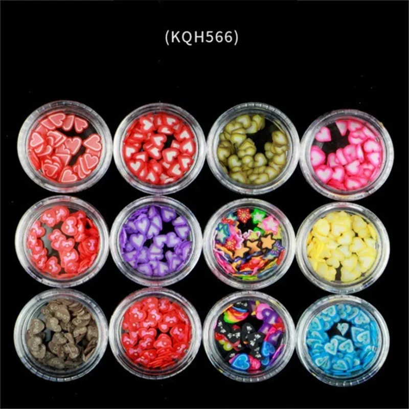 12Box/Set Mixed Fruits Flowers Heart Xmas Shape Nail Art Decoration Nail DIY Crafts 3D Jewelry for Nail Polish Tools