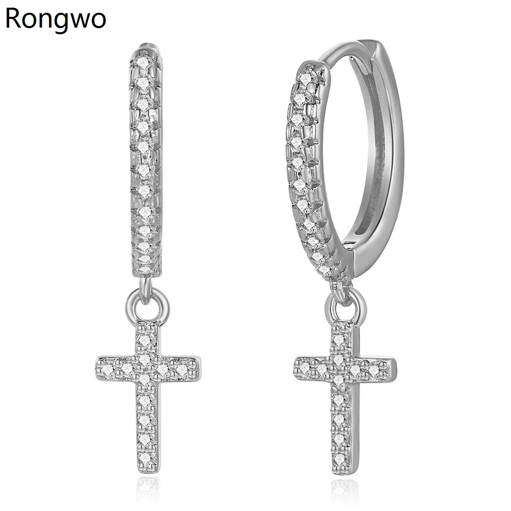 

Trendy Small Cute Cross Earrings High Quality Crystal Copper Hoop Earrings For Women Aesthetic Girls Gift Jewelry Accessories